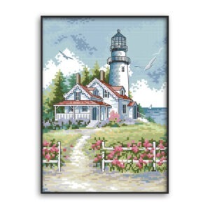Cross stitch lighthouse decoration